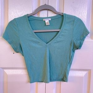 V neck crop top TEAL